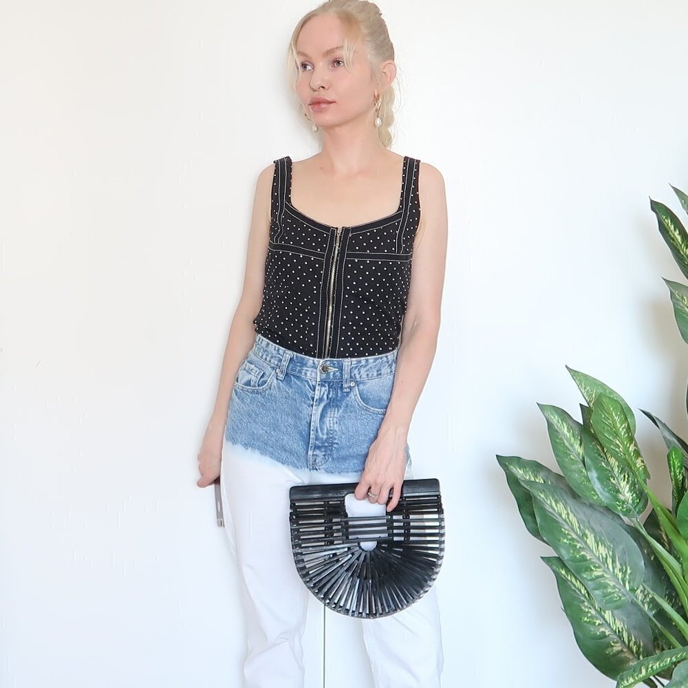 Cynthia Steffe Polkadot Top with Zipper Front